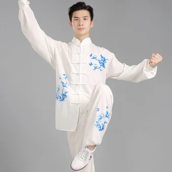 

2019 chinese traditional martial arts performance suit tai chi suit women men jiu jitsu kung fu wushu uniform embroidery sets