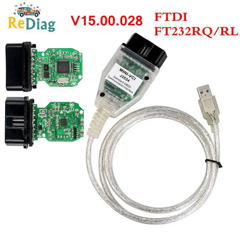 Мини vci J2534 Интерфейс для Toyota Techstream V15.00.028 мини FT232RQ чип инструмент