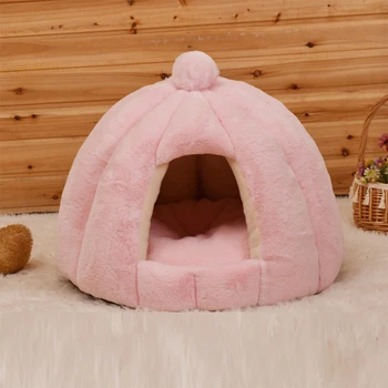 

Pet Round Kennel Dogs Mat Dog Supplies Semi-enclosed Cat House for Dogs Kitten Winter Plush Dog Bed Warm Soft Dog Accessories