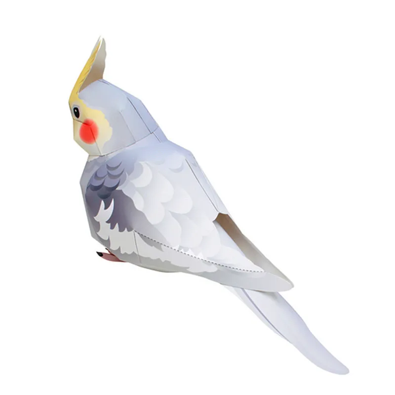 Cockatiel Parrot Bird Folding Cutting Mini Cute 3D Paper Model Papercraft Flying Animal Figure DIY Kids Adult Craft Toys QD-049 3