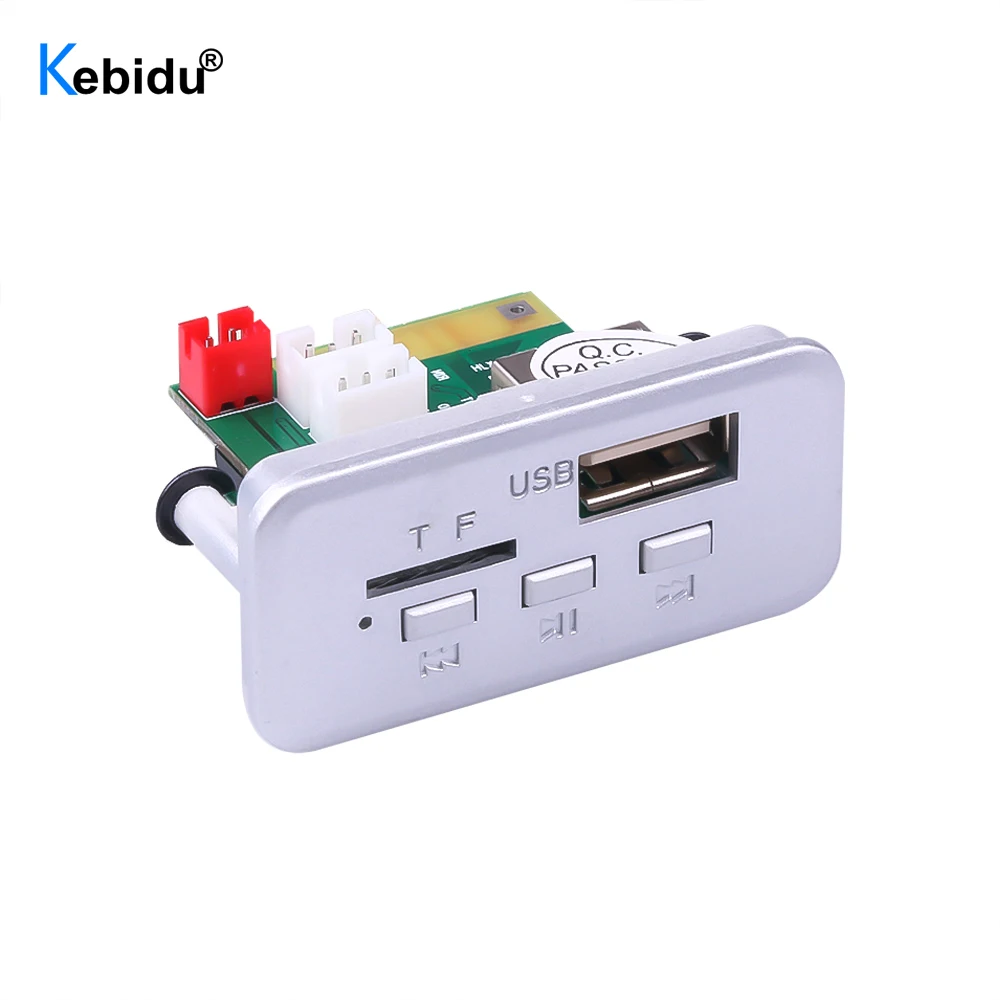Kebidu 12V Mini inalámbrico Bluetooth 5,0 MP3 placa decodificadora WMA MP3 reproductor de música Módulo de Audio USB FM TF Radio AUX Radio de coche