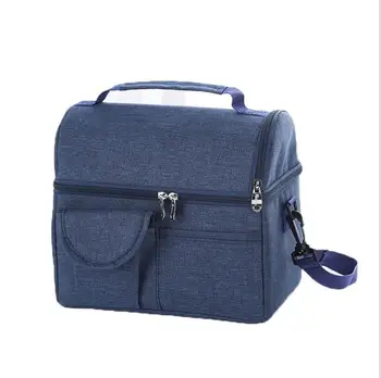 

Large Capacity Cloth Soldi Zipper Lunch Bag Storage Bag Double Layers Thermal Cooler Food Milk Storage Box