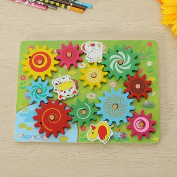 

Wooden Cartoon Animal Gear Game Toy Combination Rotation Children Coordination Development Toy FJ88
