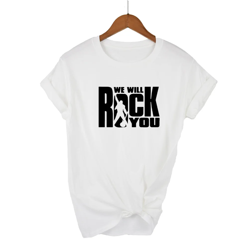 We Will Rock You Женская Футболка Летний стиль королева рок-группа футболка короткий