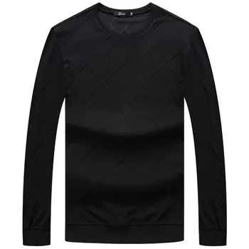 

Big Size Fat Man Long Sleeve T Shirt Men Autumn Loose Plus Fat plus Pullover Black Sweater Male Fat Backing Shirt