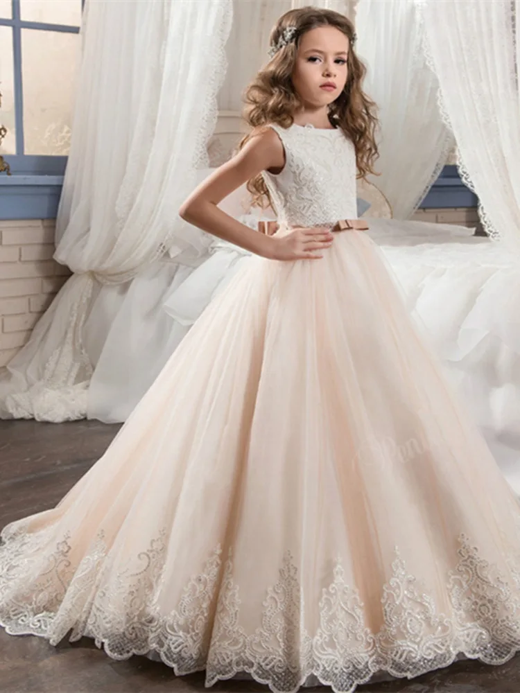 Цветочное платье для девочек кружевные блестящие пышные платья малышей красивое