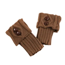 1 пара, зимние вязаные крючком модные гетры с манжетами, защитные короткие наколенники с пуговицами для взрослых