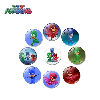 

9pcs PJ Masks 3D Decorative Refrigerator Magnets Action Figures Time Gem Magnetic Glass Fridge Mask Magnets toys for boys girls