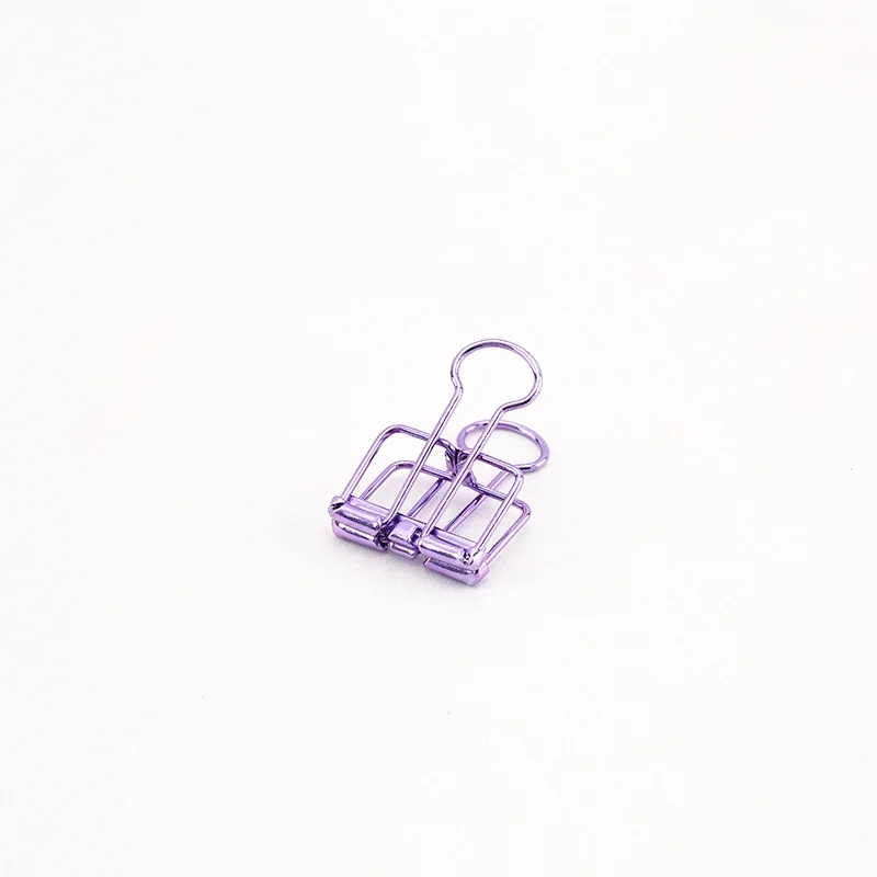 Purple S YUEGUANGXIA, маленькие, средние, большие размеры, Ins, цветные, золотые, серебристые, розовые, зеленые, фиолетовые зажимы для переплета, для офиса, для учебы, скрепки, 8 цветов - Цвет: Purple S