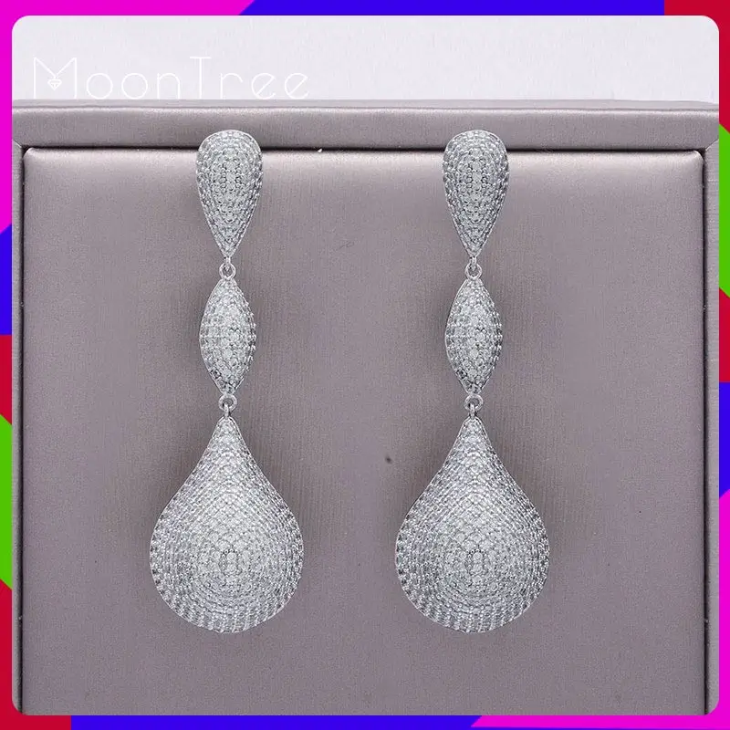 Женские медные серьги MoonTree роскошные крупные 65 мм с твердым шариком полностью