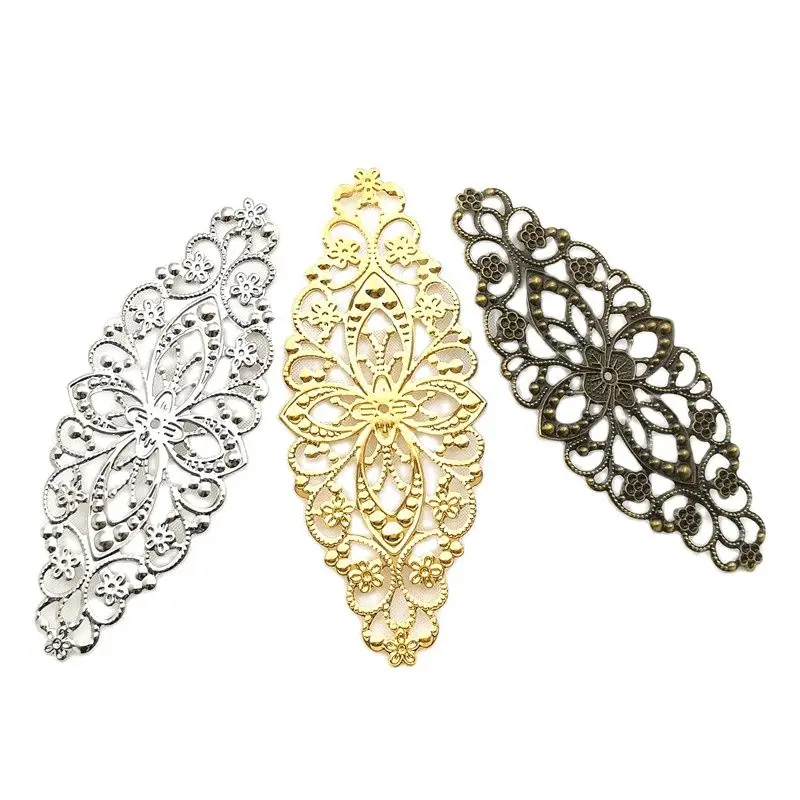 Collana lunga con fogle n bronzo tpo flgrana e petre dure
