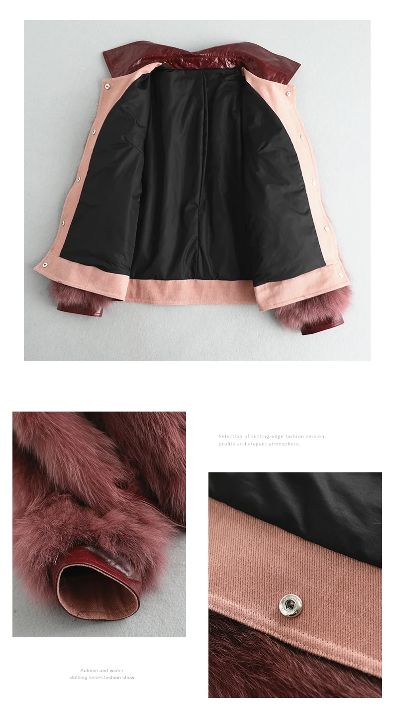 Discount Pudi women winter real fox fur coat jacket lady warm natural fur coats jackets with genuine leather A59886 2