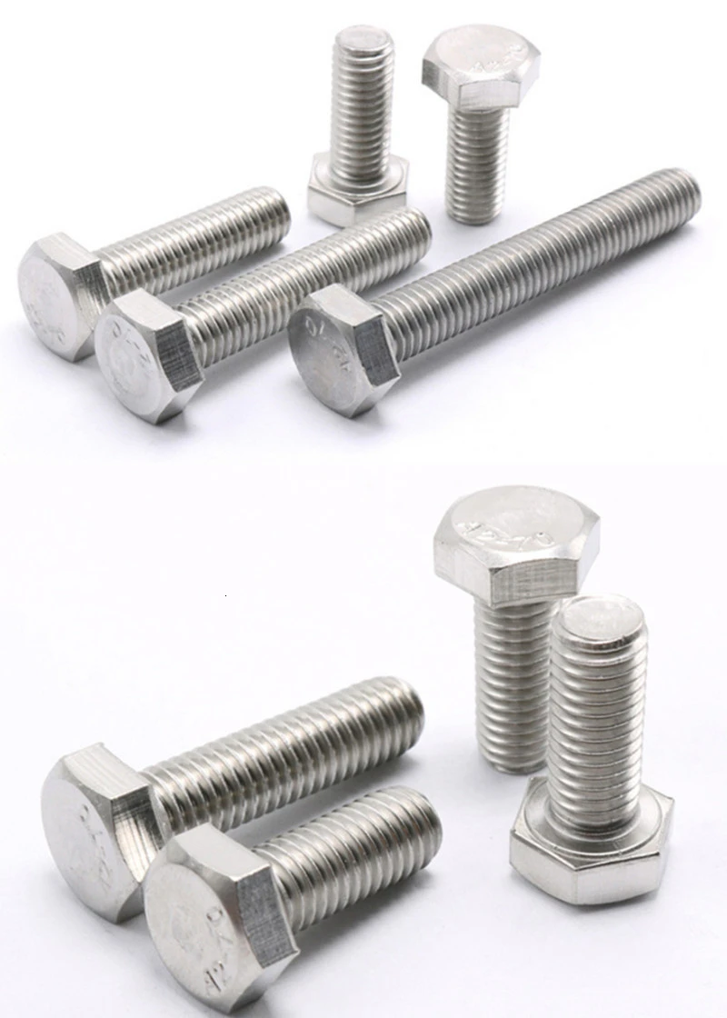 M8 /M10 /M12 Stainless Steel Hexagonal Screws Outside Hex Bolts DIN933 Screws For Electric Machine Equipment Wheel Construction
