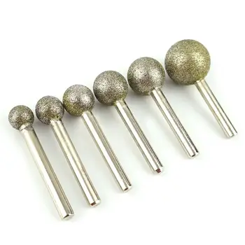 

pherical Head Diamond Grinding Bit Coated Mounted Points Round Ball Burs Shank 6 Grit 80 Coarse Tools for Stone