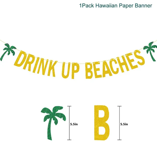 Hawaiian Party Decorations Palm Leaves Bunting Banner Luau Flamingo Summer Tropical Party Decoration Jungle Safari Party Ballons 1set paper banner
