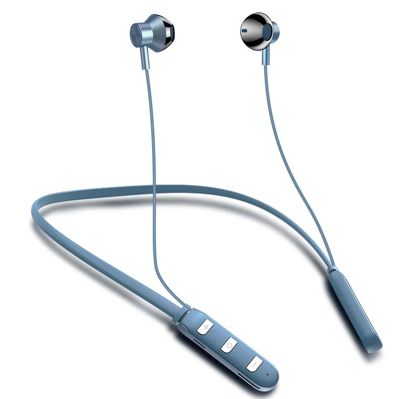 Наушники Беспроводные шейные магнитные наушники Поддержка tf карты Bluetooth наушники спортивные Hifi наушники с микрофоном для Xiaomi Android - Цвет: Blue