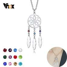 Vnox Stone Change Customize Birth Stone Women Necklace Ethnic Dreamcatcher Feather Pendant Bohemia Punk Jewelry To Duaghter Gift Vnox Stone Change Customize Birth Stone Women Necklace Ethnic Dreamcatcher Feather Pendant Bohemia Punk Jewelry To Duaghter Gift