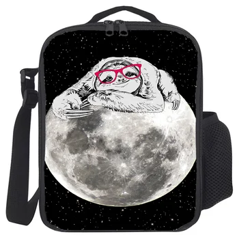

Portable Lunch Bag For Women Kids Men Sloth Moon Lazy Black Sky Insulated Box Tote Bag Thermal Cooler Food Bag
