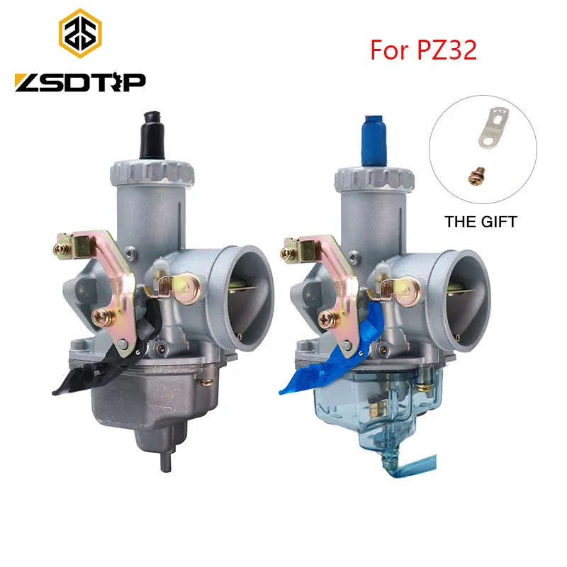 

ZSDTRP Cable Choke Motorcycle 32mm PZ32 Carburetor With Blue Nylon Float Bowl For Keih PZ32 Carb Motorcycle Carburetor PZ32