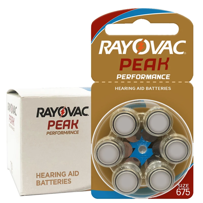 RAYOVAC Пик 60 x слуховой аппарат батареи 675A! 60 шт. батареи слухового аппарата. Цинк воздуха A675 для слухового аппарата SIEMENS