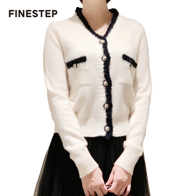 High Fashion Wool Short Coats Autumn Winter New Splice V Neck Women Jackets Single-breasted Female Coats Casual Ladies Coats