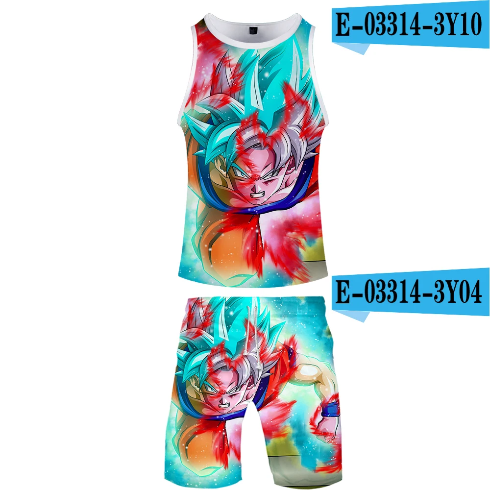 Крутая 3D верхняя одежда Goku Harajuku DRAGON BALL Harajuku комплекты из двух предметов мужские крутые новые уличные топы без рукавов летние комплекты - Цвет: 3Y043Y10