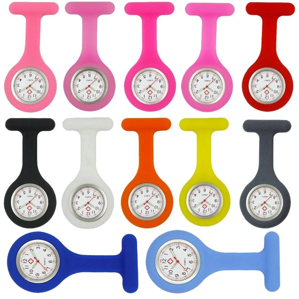 Unisex de caucho de silicona enfermera relojes de bolsillo con leontina de hospital broche colgante regalo relojes para hombre mujer