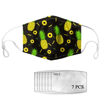 

Reuse Mask 3D Cartoon Pineapple Print Men Mouth Mask With 7Pcs Filters PM2.5 Anti-dust Masks Mascara Descartavel Facial