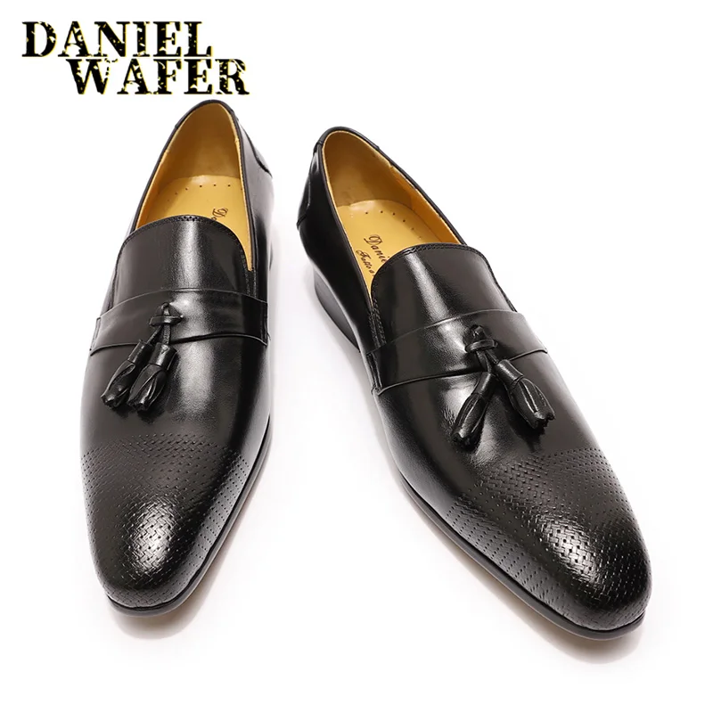 LUXURY MEN'S LOAFERS SHOES ELEGANT DRESS SHOES WEDDING OFFICE LEATHER BLACK BROWN SLIP ON POINTED TASSEL LOAFER MAN CASUAL SHOES LUXURY MEN'S LOAFERS SHOES ELEGANT DRESS SHOES WEDDING OFFICE LEATHER BLACK BROWN SLIP ON POINTED TASSEL LOAFER MAN CASUAL SHOES