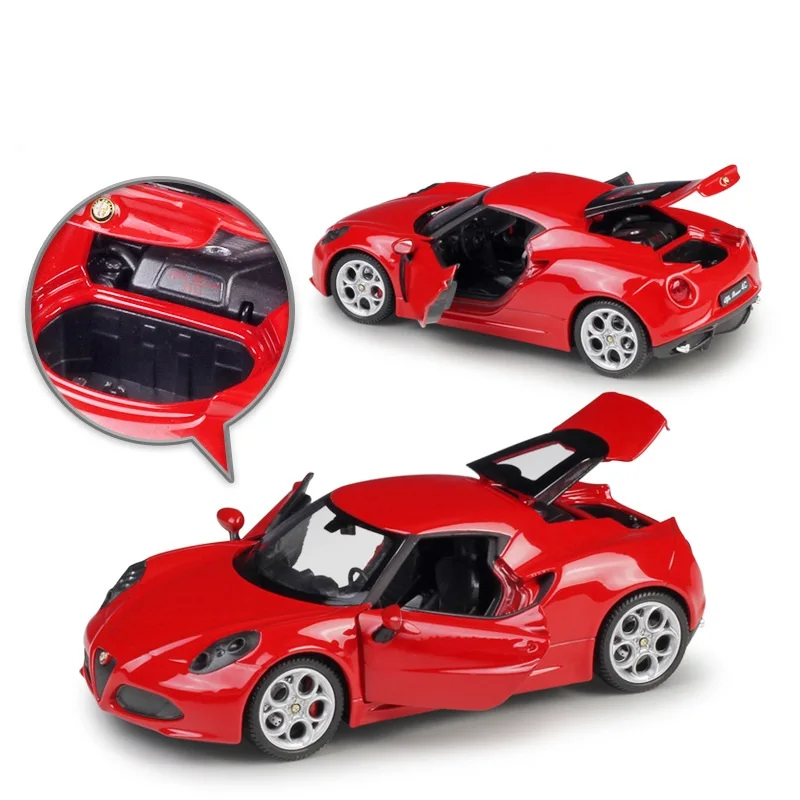 Welly 1:24 литая металлическая модель автомобиля Romeo 4C Red White|Наземный транспорт| |