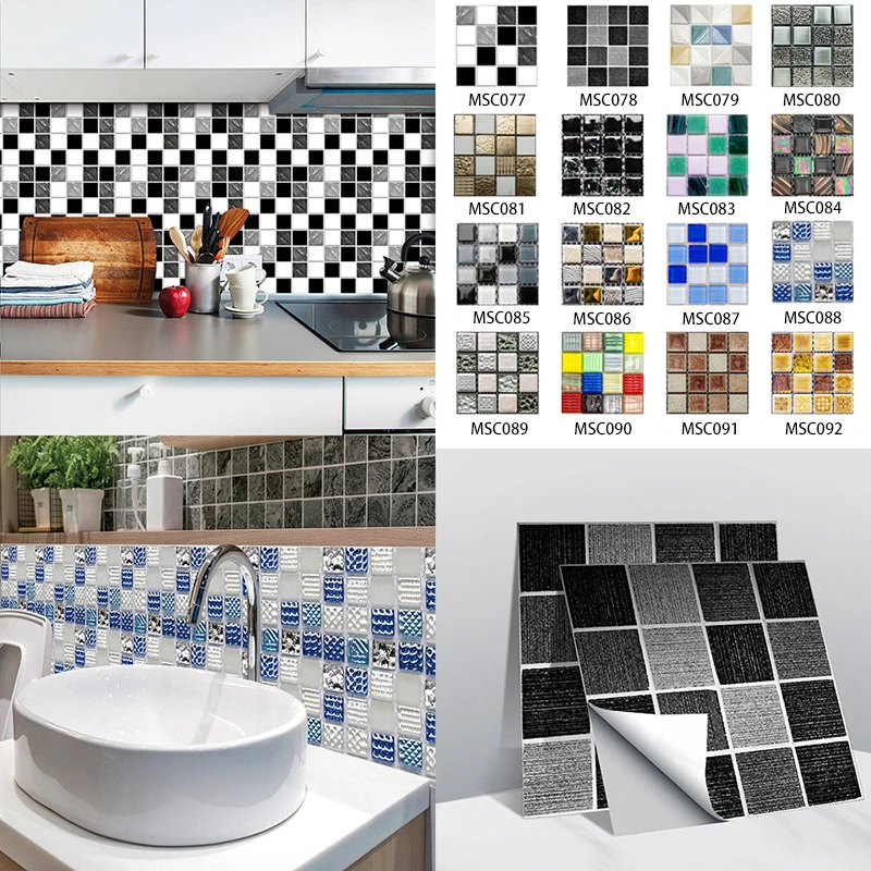 Geit gebonden misdrijf 10 Stuks Adhesive Mozaïektegels Stickers Backsplash Waterdicht Decor Pvc  Behang Thuis Badkamer Keuken Muur Sticker Decoratie|Wandstickers| -  AliExpress