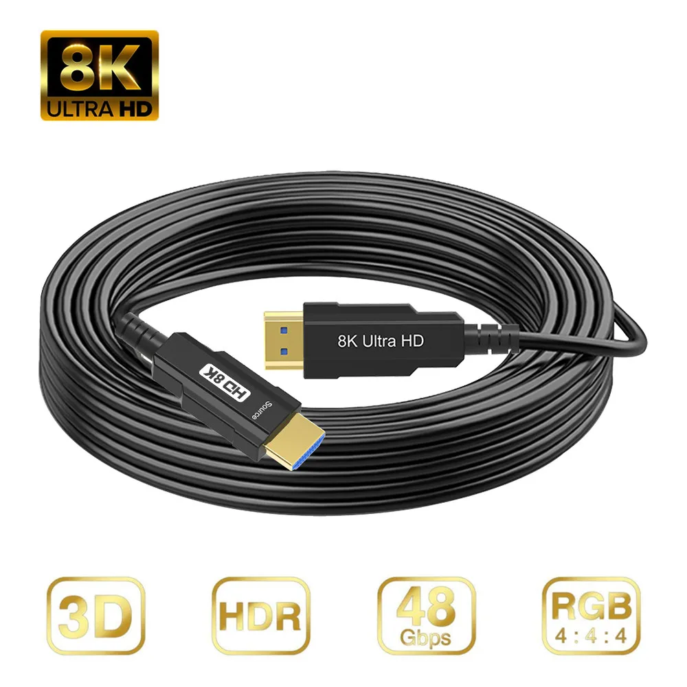 For in-Wall Installation 8K HDMI-compatible Fiber Optic Cable Optical Montior Cable 120HZ 60HZ 48Gbps HDR10 Dolby Hot