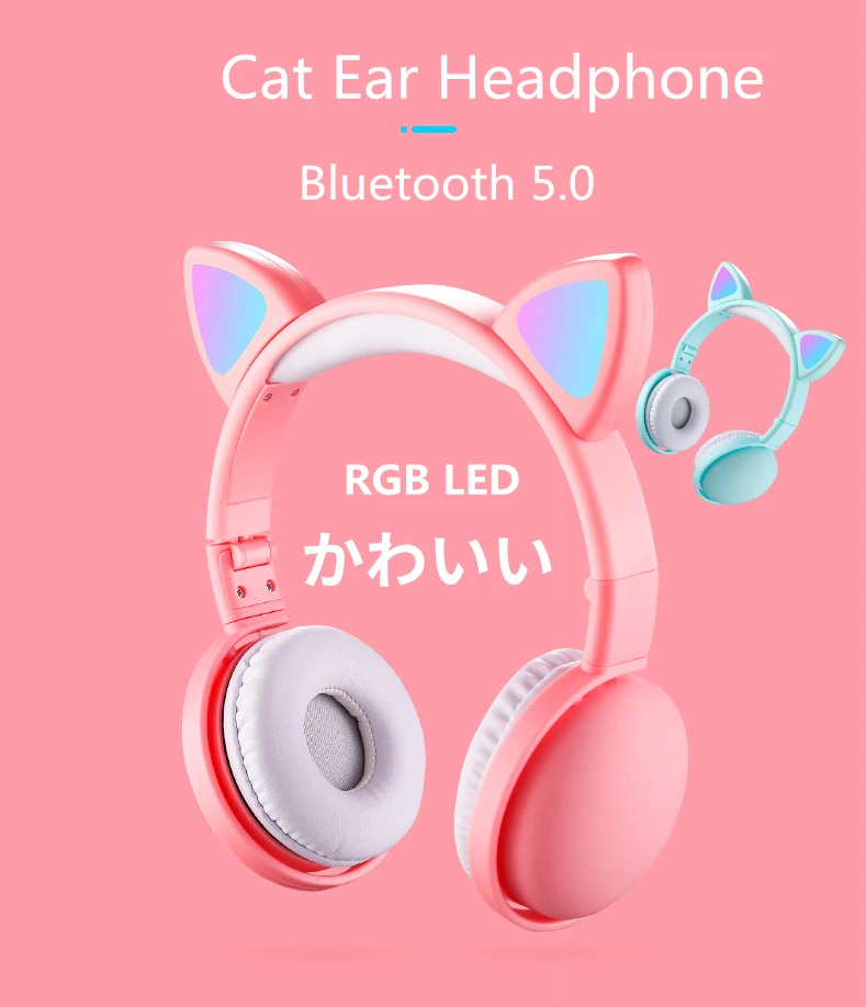 Новое поступление RGB цветной светодиодный кошачий наушник с шумоподавлением Bluetooth 5,0 гарнитура для взрослых и детей с микрофоном