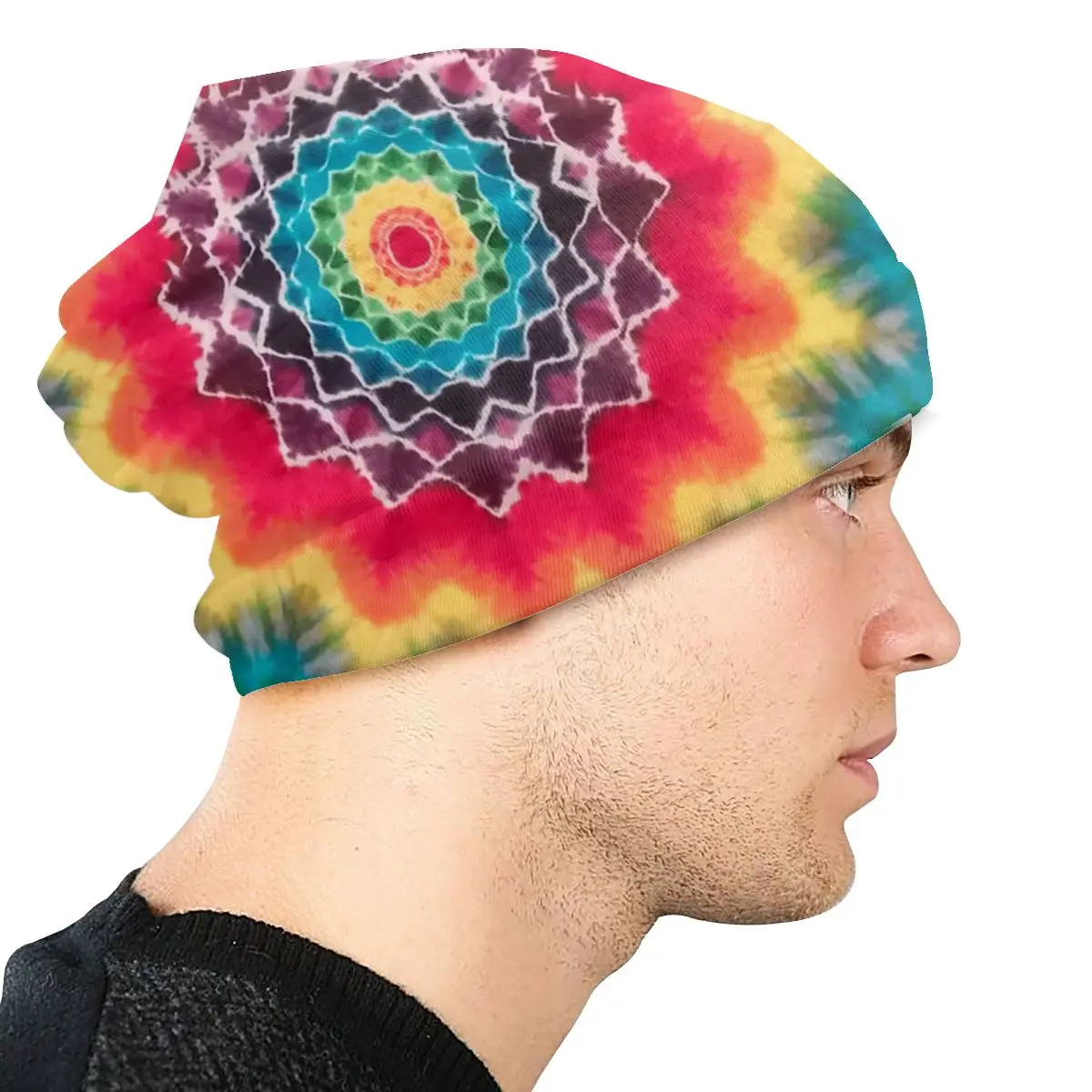 Мандала Tie Dye унисекс взрослая Повседневная шапка бини уличная ветрозащитная вязаная Лыжная шапка Skully Beanies