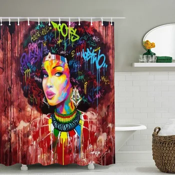 

Indian woman print bathroom shower curtain bathroom partition curtain comes with hooks multiple sizes available