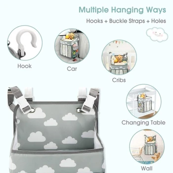 

Multifunctional Portable Polyester Toy Diaper Storage Bag Bedside Printing Hanging Bag Storage Bag