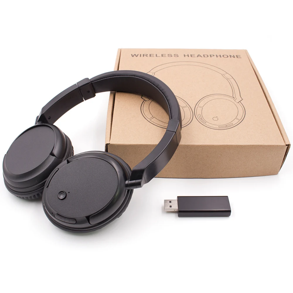 Professional Wireless Headset For TV PC Computer MP3 TV Rechargeable Over Ear Headset Support FM Function With USB Transmitter