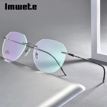 

Imwete Ultra-light Titanium Rimless Men Women Glasses Frame Optical Transparent Oversized Lens Unisex Business Protectio Eyewear