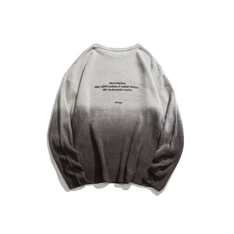 Japanese Harajuku Knitted Graphic Gradient Sweater for Men and Women Urban Streetwear Hip Hop Graphic Pullover Jumper Plus Size