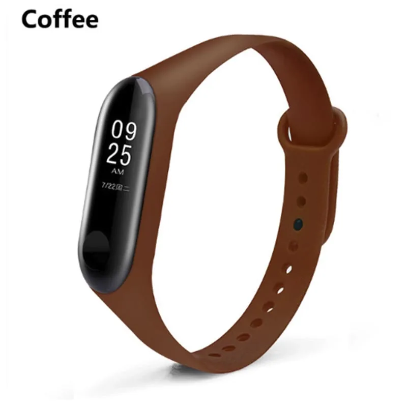 Coffee BOORUI mi band 4 ремешка модный новейший mi band 3 ремешок силиконовый водонепроницаемый ремешок Замена для xiaomi mi band 3 4 band - Цвет: Coffee