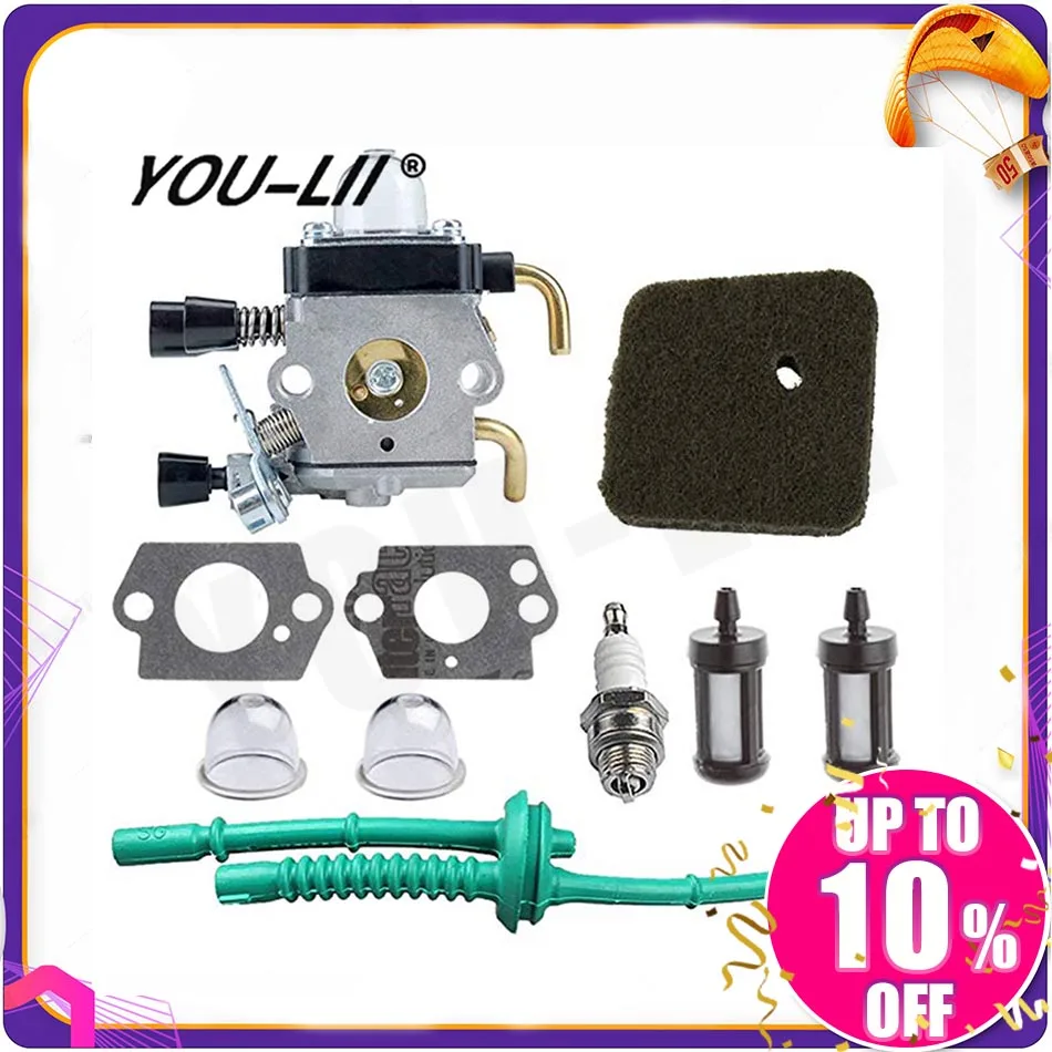 LISM C1Q-S97 Carburetor with Air Filter Fuel Line Kit for STIHL FS38 FS45 FS46 FS55 KM55 HL45 FS45L FS45C FS46C FS55C |