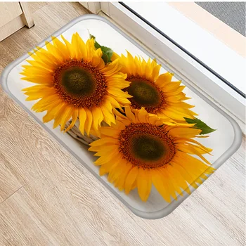 

40x60cm Cute Diy Print Floor Mat Bathroom Ground Mat Slip Door Bath Pad Rug Living Room Carpet Sun Flower Rose