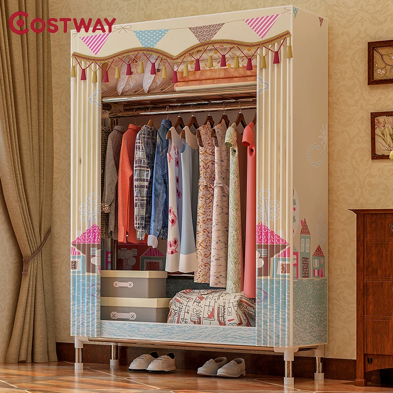 COSTWAY Cloth Wardrobe For clothes Fabric Folding Portable font b Closet b font Storage Cabinet Bedroom