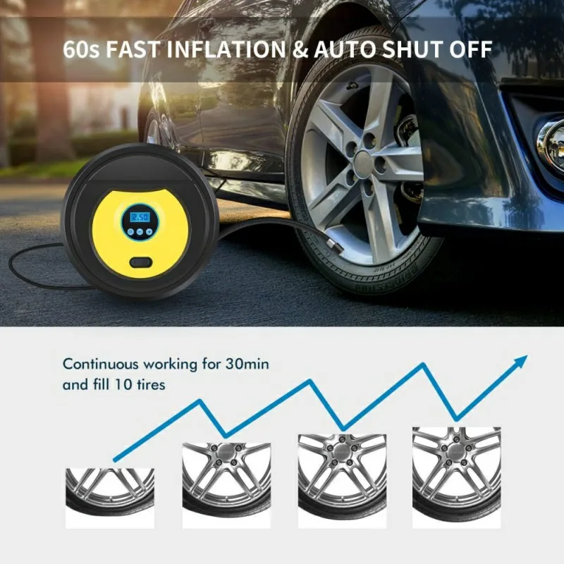 

Portable Tire Air Compressor Pump Auto Digital Tire Inflator 12V Tire Pump For Car car accessories