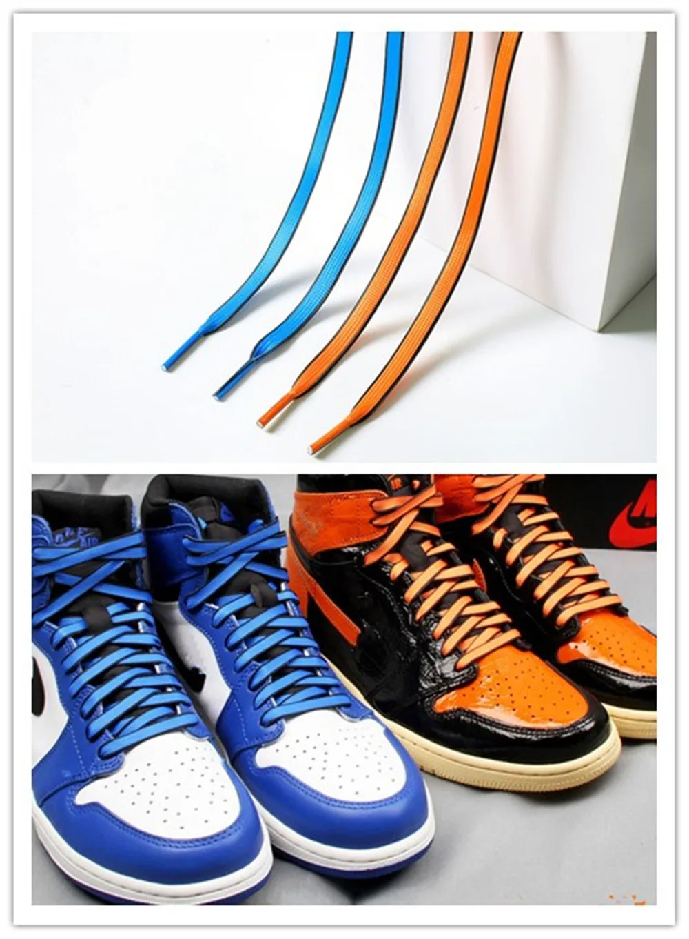 Купить High Quality Two dimensions Blue Orange Shoelaces 120/140/160cm Women Men High-top Canvas Casual Basketball Shoes Laces Strings  Обувь | Shoelaces (1005003433619519)
