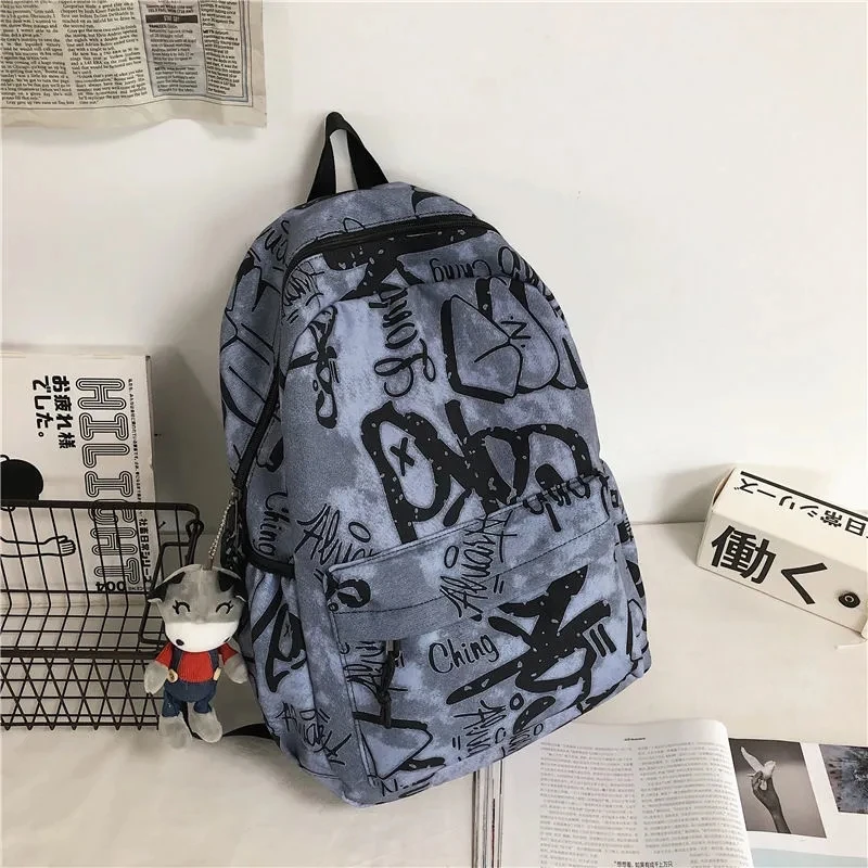 Graffiti letter couples schoolbags men women casual treval backpack  Multi-Function Junior school bags