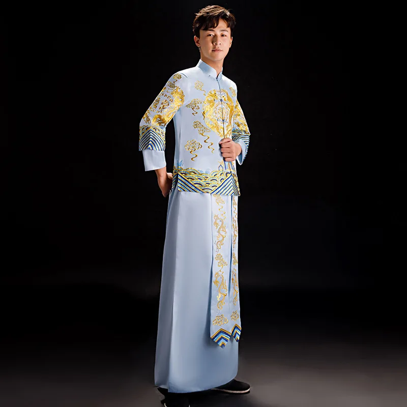 2020 Terno Noivo Colete Gravata Xiuhe Clothing Male 2020 New Groom Chinese Style Dress Married Men Show Kimonos Hanfu Outfit