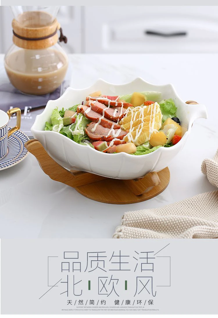 Керамическая Фруктовая тарелка, домашняя большая фруктовая чаша, креативный салат из овощей и фруктов, миска для гостиной, бамбуковый деревянный поднос, кухонная посуда