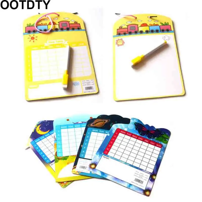 

1 Piece Cartoon Double-sided Curriculum Whiteboard Painting Drawing Board Dry Wipe Repeated Use Message Board Kid Toy
