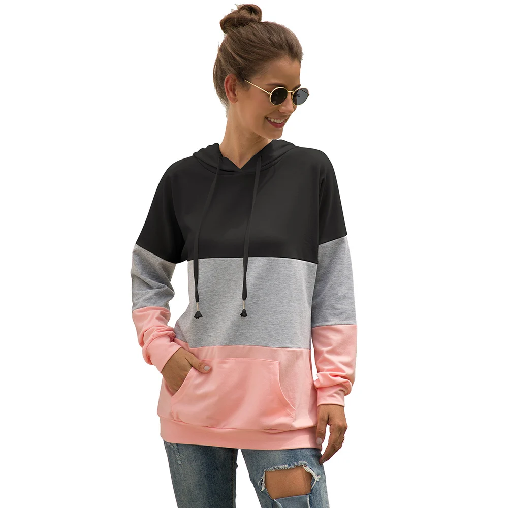 Pink Belle poque осень зима с капюшоном Тедди пуловеры для женщин Лоскутная куртка с длинными рукавами Повседневные школьные флисовые кофты женские - Цвет: Pink
